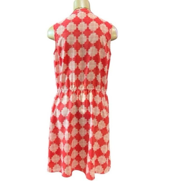 Merona women’s medium coral color block dress gingham pockets adjustable waste - Picture 3 of 5